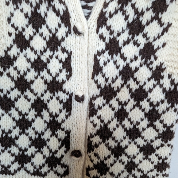 Vintage brown and ivory cream button down vest sz L - Picture 4 of 5